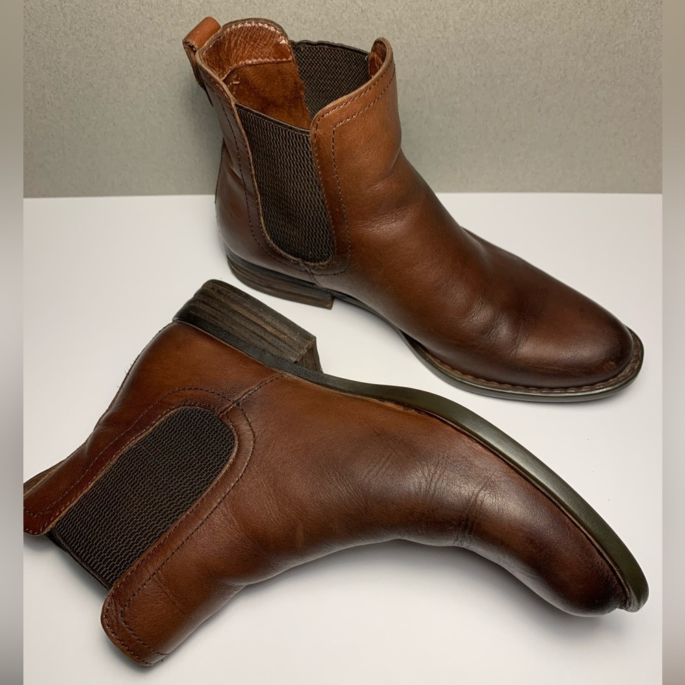Born Brown Leather Chelsea Ankle Booties